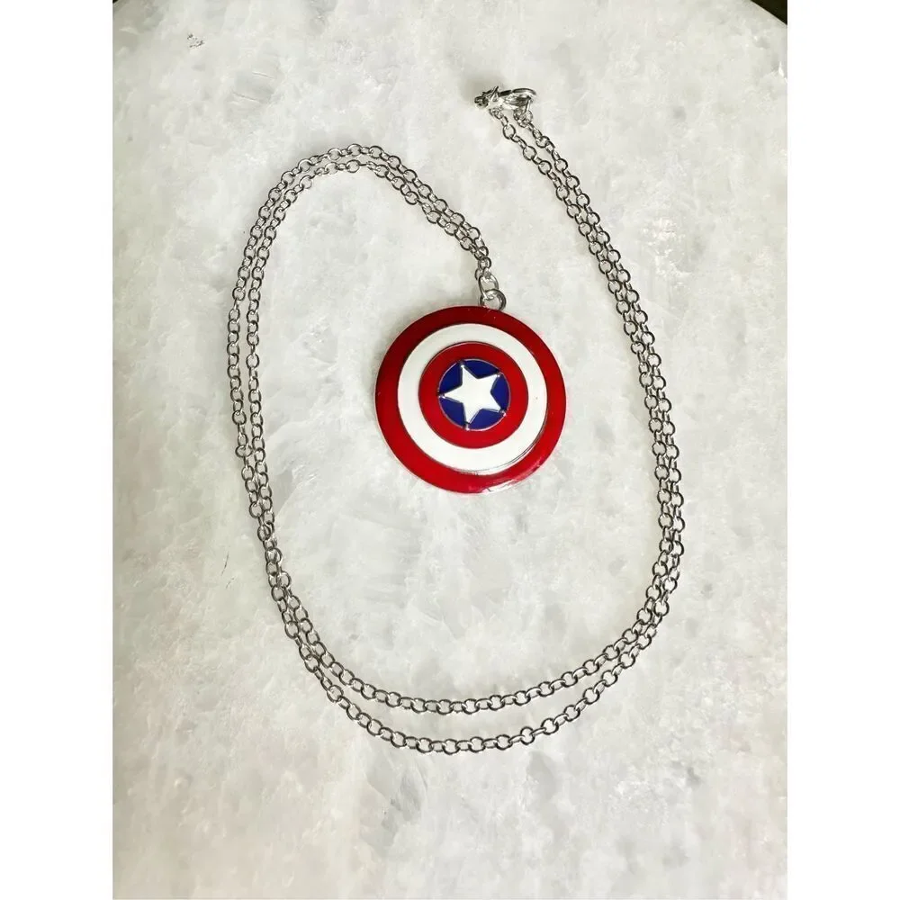 Marvel’s captain America red white and blue shield pendant necklace